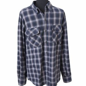 Harley-Davidson Blue Gray Plaid Flannel Button Up Shirt Jacket Shacket